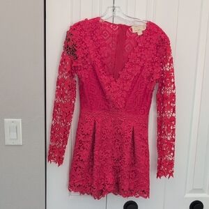 Nicole Miller Red Lace Jumpsuit